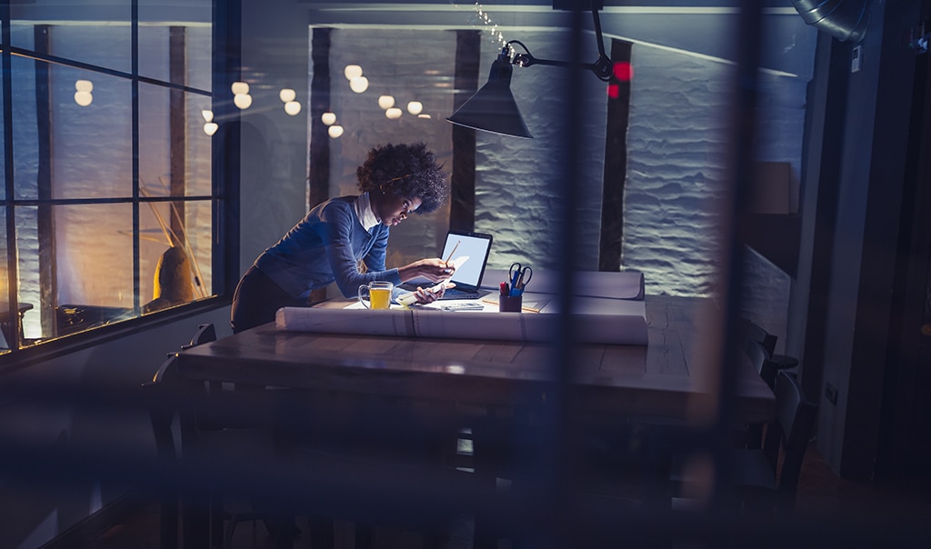 Woman working at desk in an office