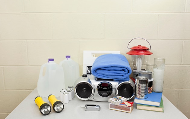 A table filled with emergency equipments.