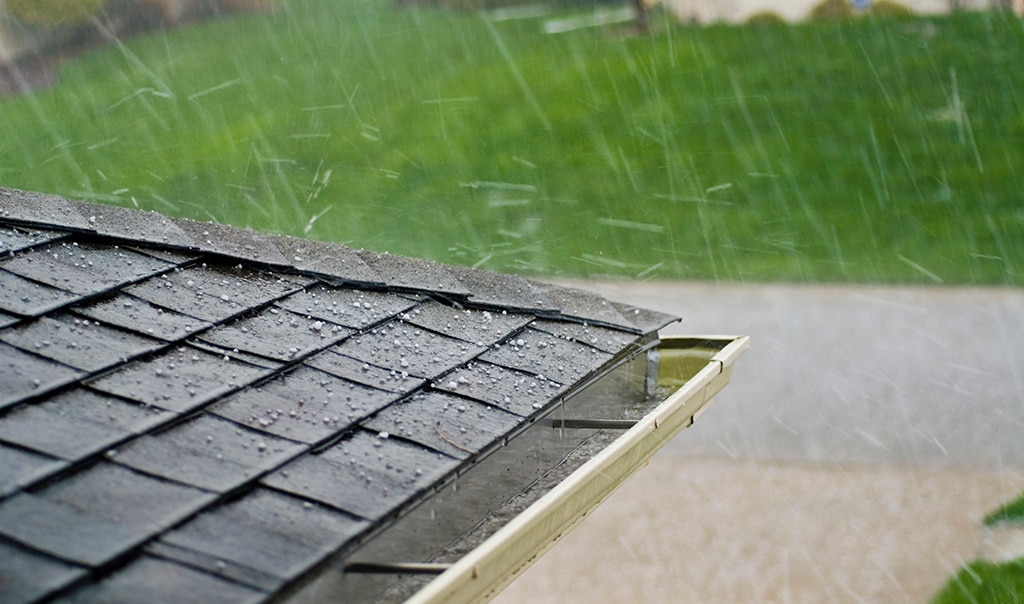 Image of hail hitting roof