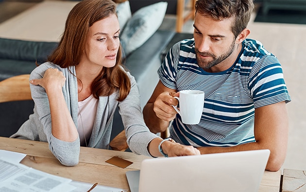 Couple reviewing an insurance policy