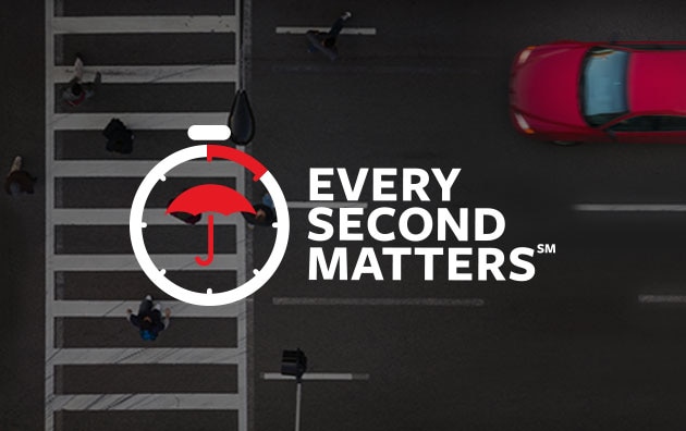 Image of red car with Every Second Matters logo