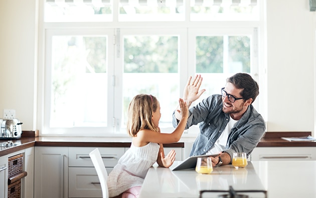 Family in kitchen