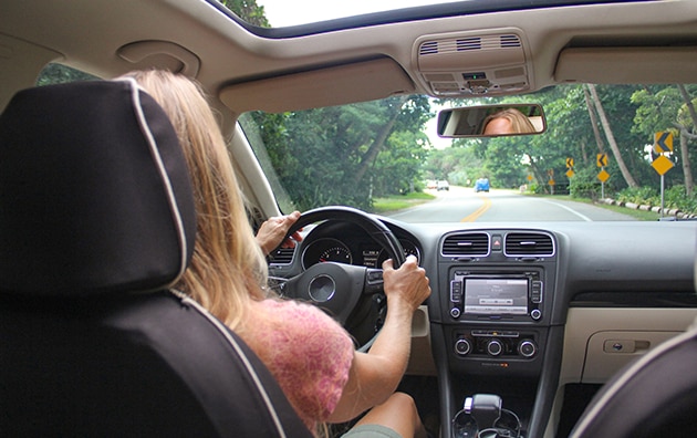 person driving in a car