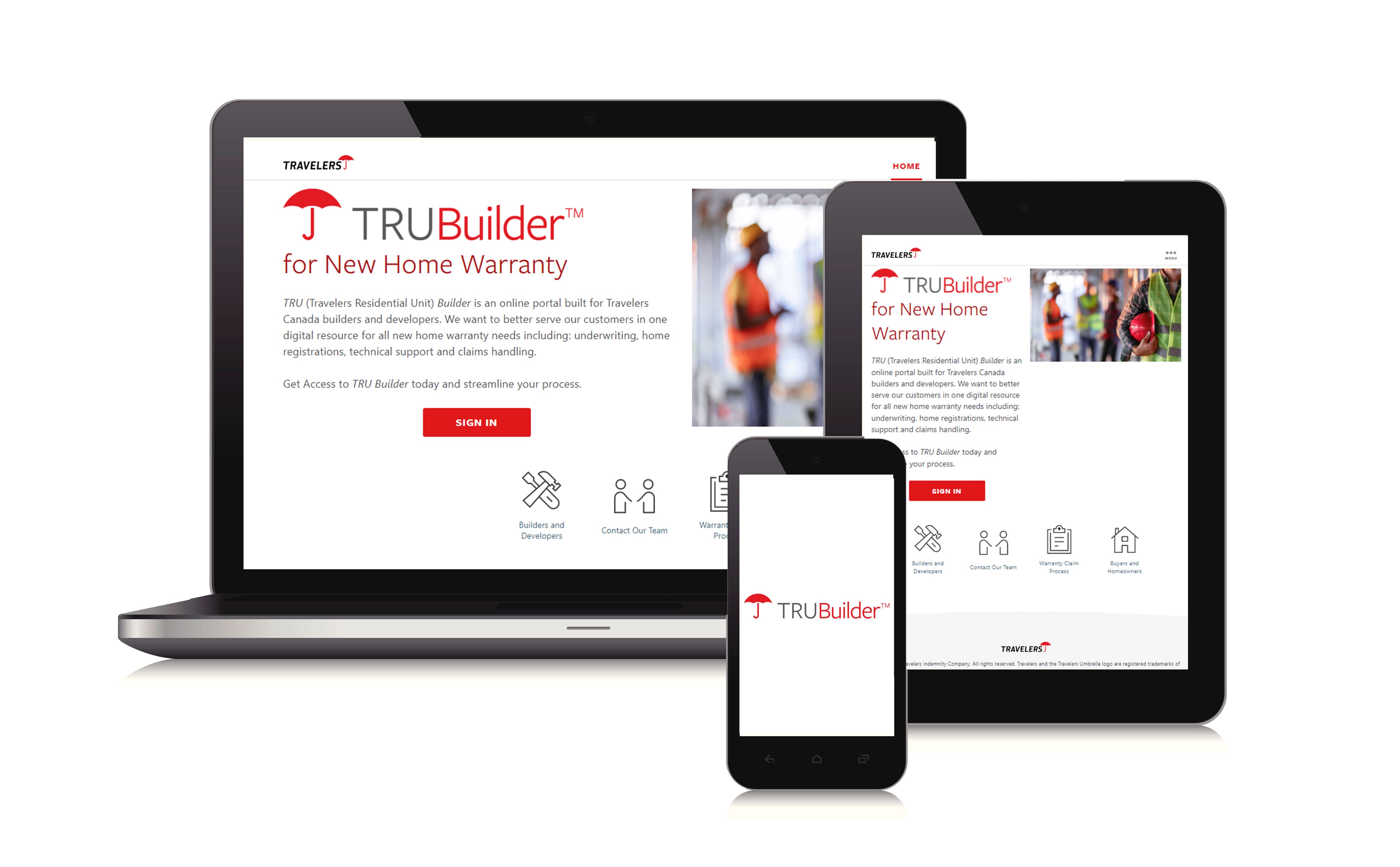 Appareils avec le logo TRU Builder